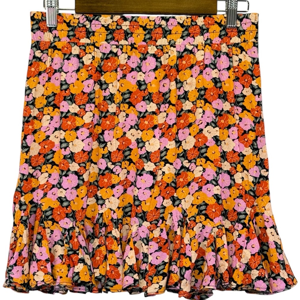 Loft Petite Womens‎ Floral Flounce Flutter Multicolor Elastic Waist Skirt MP